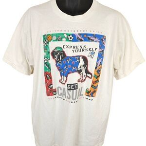 St Bernard Dog T Shirt Mens Size XL Vintage 90s Express Yourself Sports Music